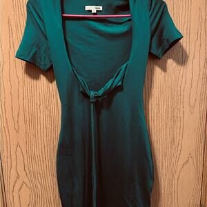 Fashion Nova Deep Green Tie-Front Dress Size XS